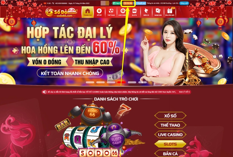 Hướng dẫn rút tiền trên web tại sodo casino